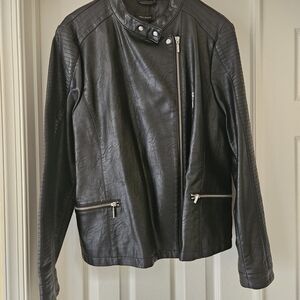 Black Faux Leather Moto Jacket